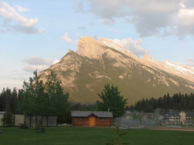 Banff's landmark Mount Rundle in the evening sun.