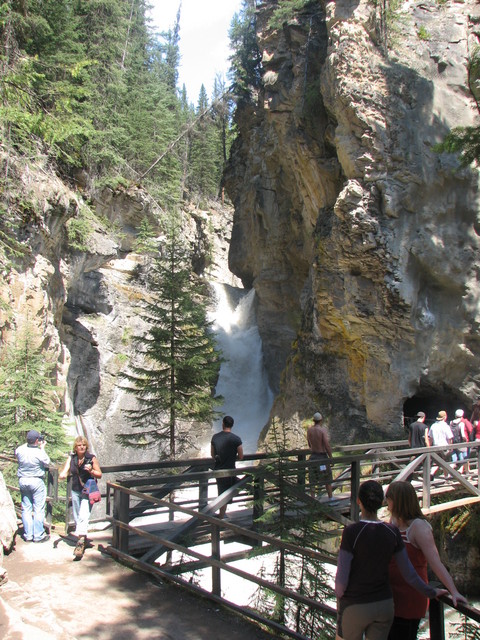 The Lower Falls, with a cave that leads to a close view