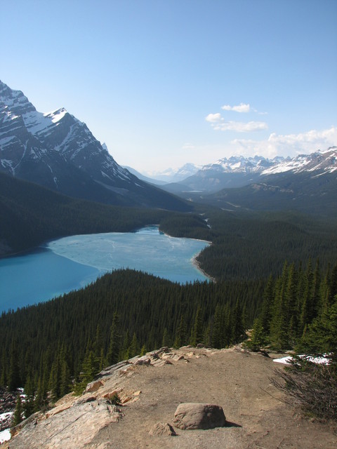 Peyto Lake still had lots of ice on it.