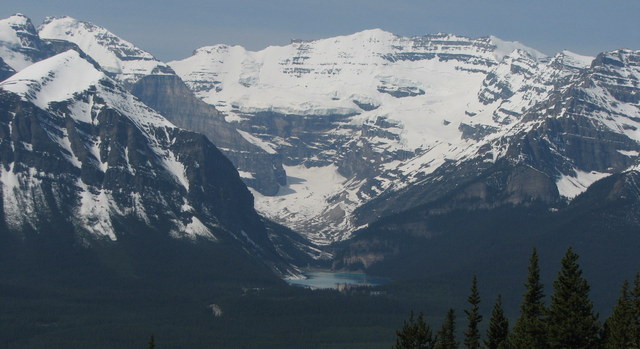 June 4, 2007. Lake Louise from the other side of the valley, with Mt. Victoria in the back. This gives a good perspective of how big the mountains really are.