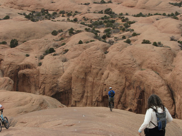 Mike, checking out the sloping edge of the canyon