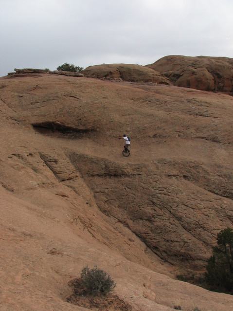 Chris riding along the slope