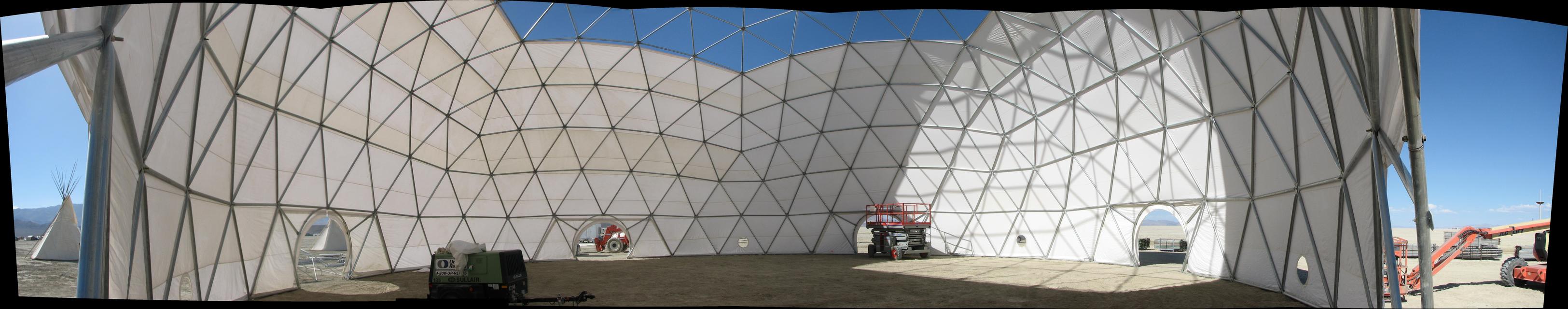 img_9028_pano2.jpg: The party dome at 10:00 street, being set up