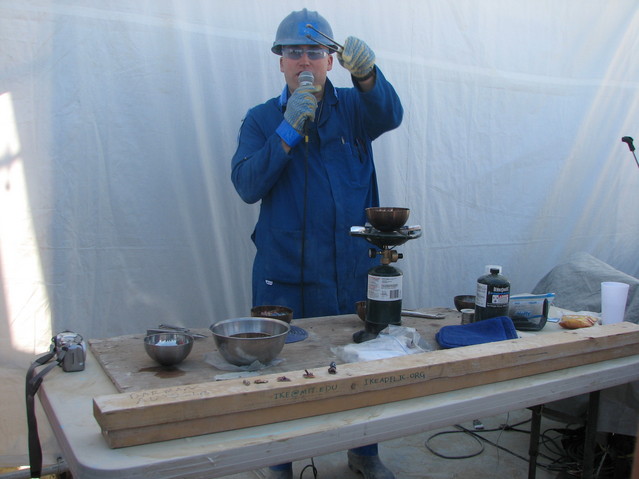 img_9428.jpg: Ike from MIT, showing how to make Bismuth crystals